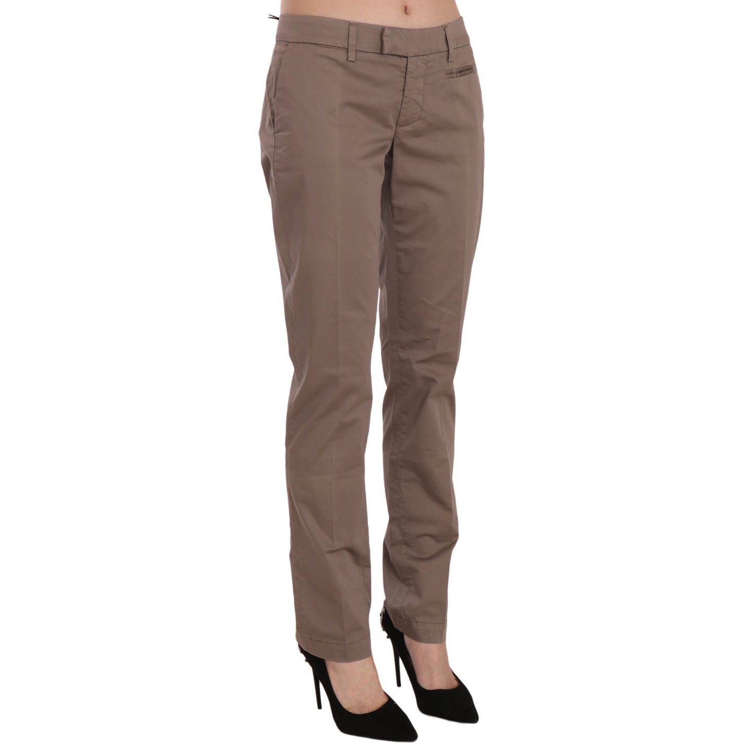 Dondup Brown Low Waist Straight Cut Trouser Pant