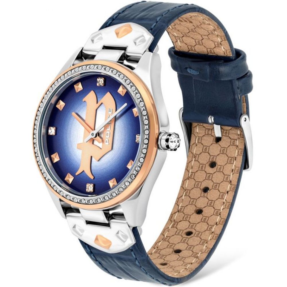 Police Blue Leather Dress Watch