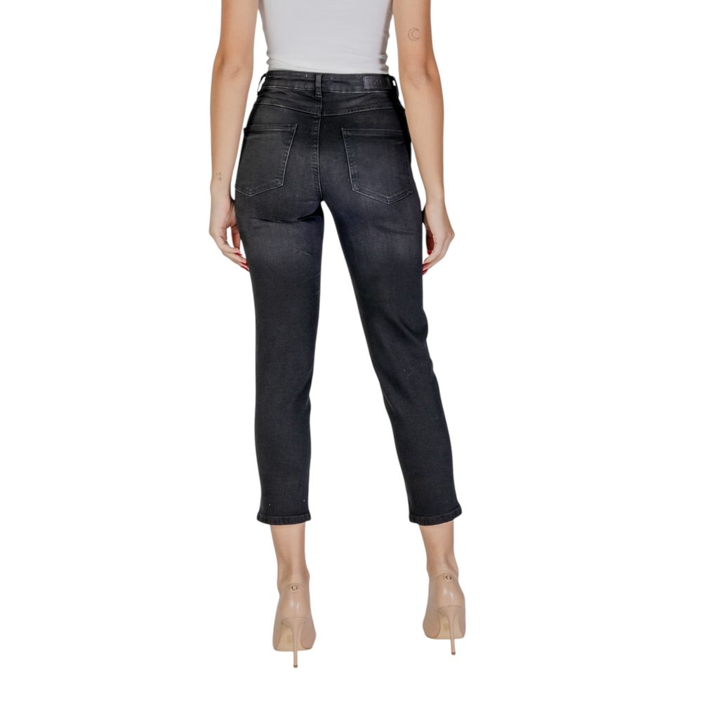 ICHI Black Cotton Mom Jeans ICHI