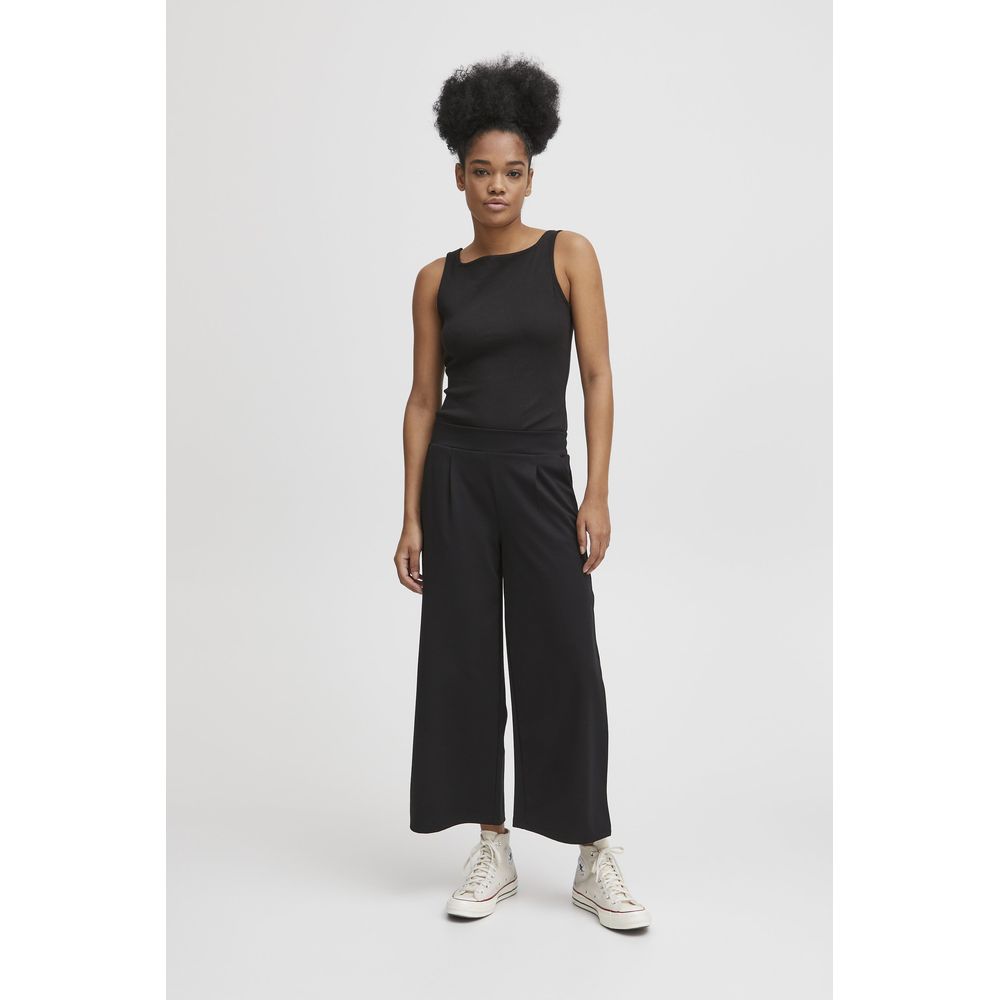 ICHI Black Recycled Polyester Flared Pants ICHI