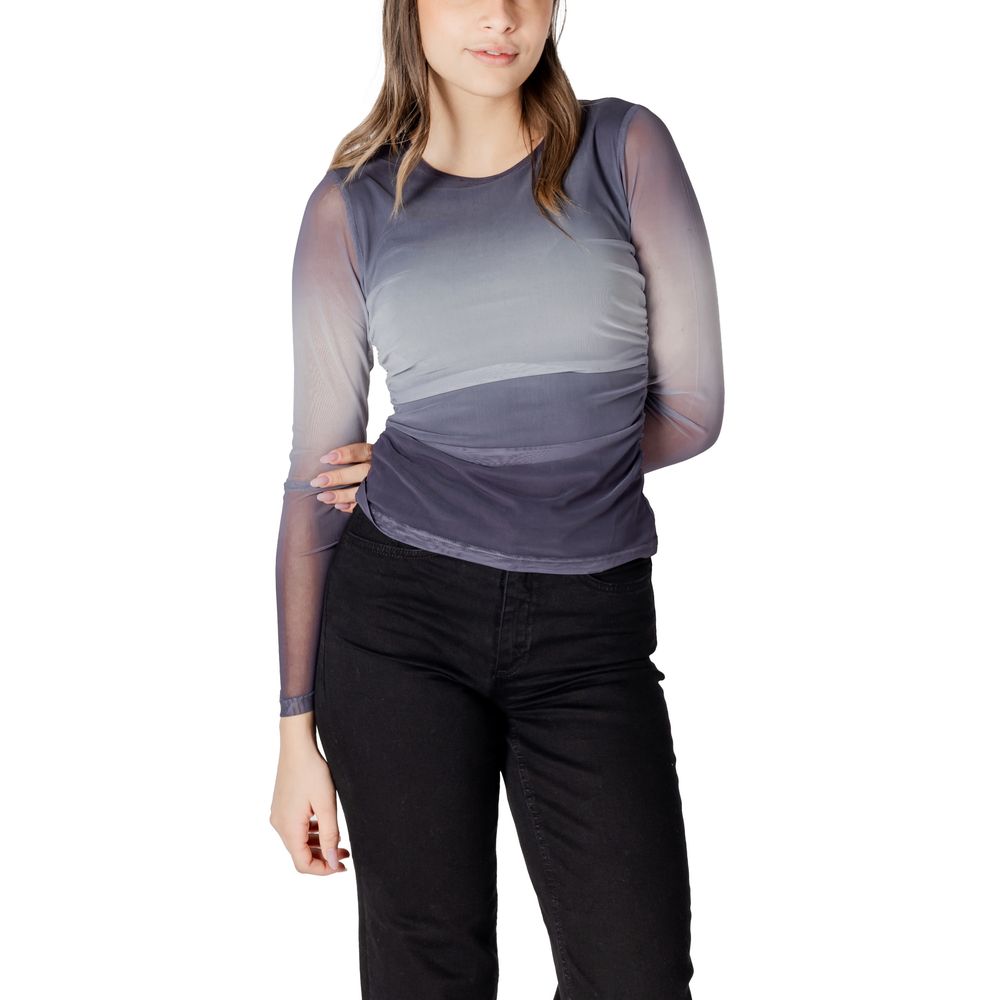 ICHI Gray Polyester Long Sleeve T-Shirt ICHI
