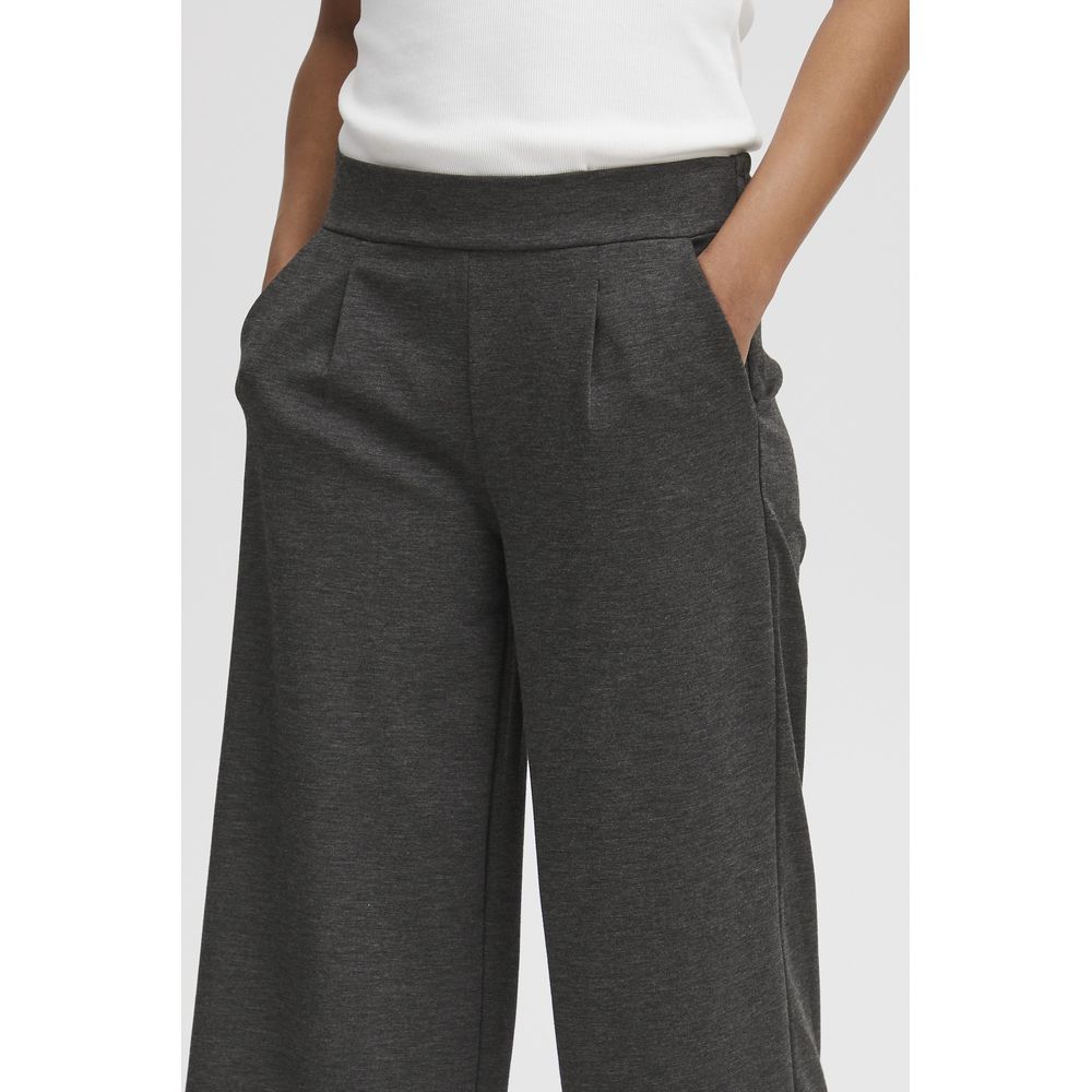 ICHI Gray Recycled Polyester Flared Pants ICHI