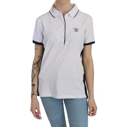 Beverly Hills Cotton White Collared Short Sleeve Top