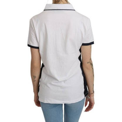 Beverly Hills Cotton White Collared Short Sleeve Top