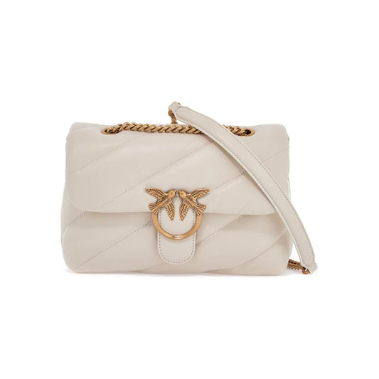 Pinko white silk leather shoulder bag with golden chain Handbag Pinko