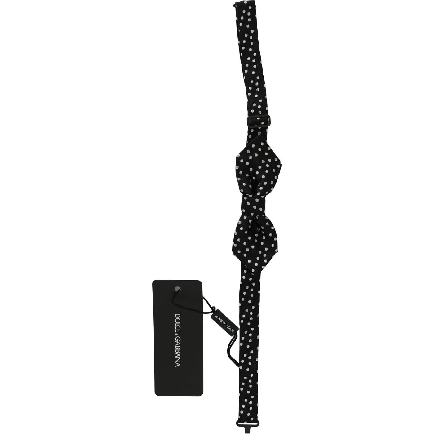 Dolce & Gabbana Black Polka Dots Silk Adjustable Neck Papillon Men Bow Tie
