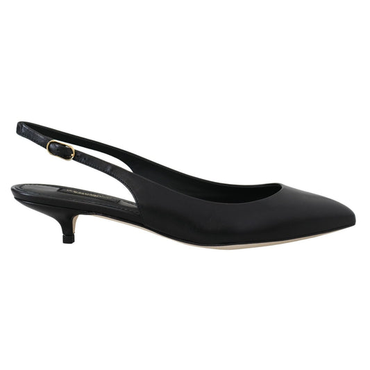 Dolce & Gabbana Black Leather Slingbacks Heels Pumps Shoes