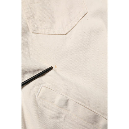 Dolce & Gabbana Off White Cotton Full Zip Denim Men Blouson Jacket