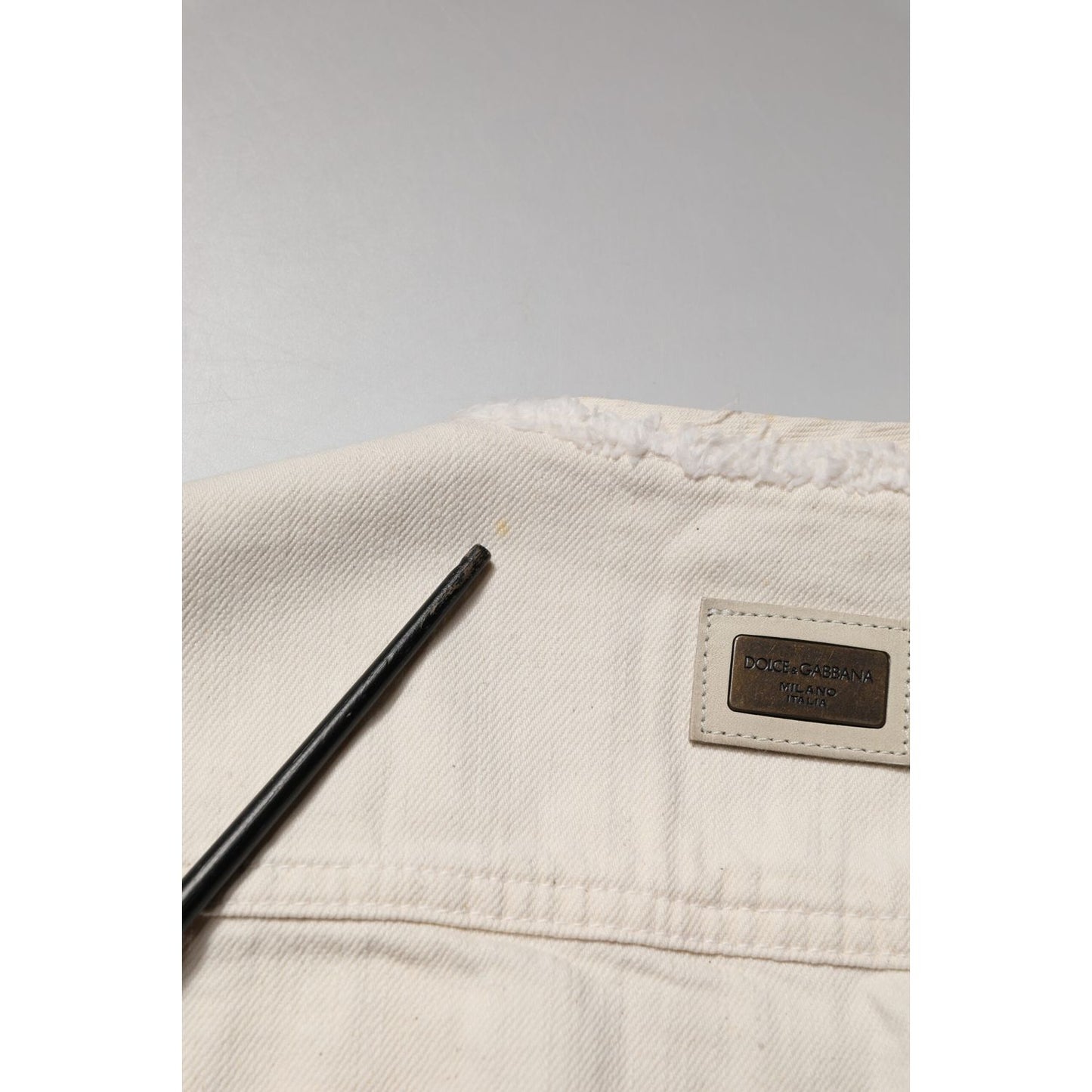 Dolce & Gabbana Off White Cotton Full Zip Denim Men Blouson Jacket