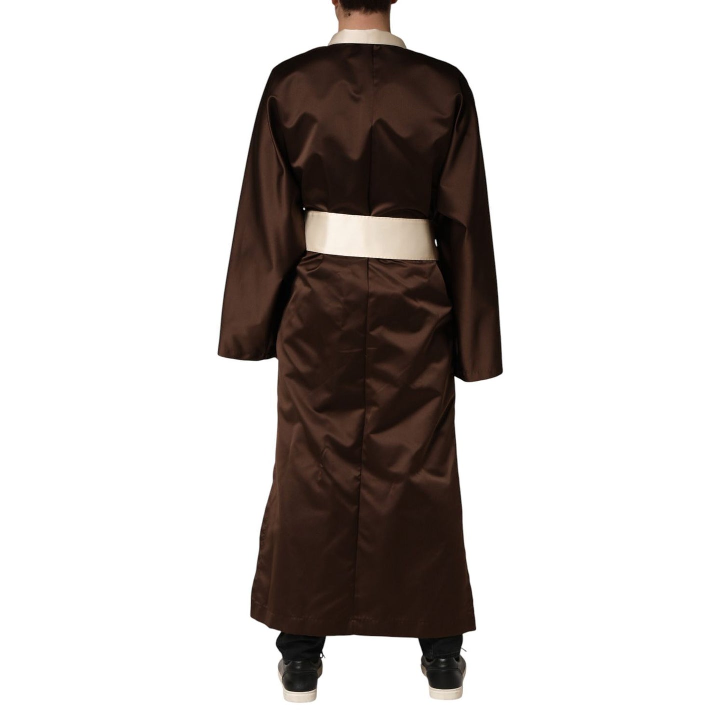 Dolce & Gabbana Brown Cream Lounge Belted Bathrobe Jacket