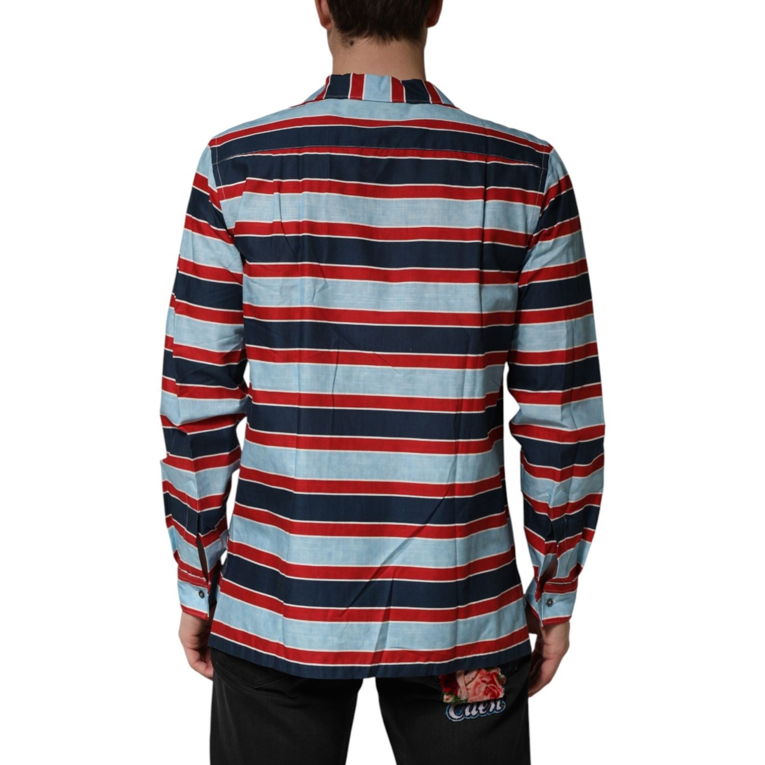 Dolce & Gabbana Multicolor Stripes Cotton Men Button Down Shirt