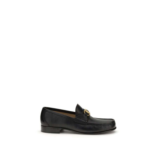 Valentino Garavani Black Calf Leather Bos Taurus Slip-On Loafers