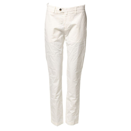 Briglia 1949 White Cotton Straight Fit Chino Trouser Pants