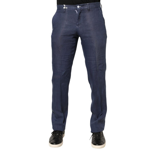 Domenico Tagliente Navy Blue Skinny Chino Mid Waist Men Pants