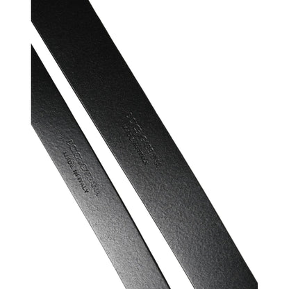 Dolce & Gabbana Black Double Strap Leather Silver Buckle Belt