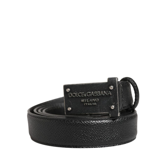 Dolce & Gabbana Men Black Calf Leather Logo Metal Buckle Belt 105 cm / 42 Inches,1728,67345645728,Accessories,Belts - Accessories,Black,Dolce & Gabbana,Material: 10% Caiman 90% Calf Leather,Men,Preowned / Defect,Regular Belts - Belts - Accessories