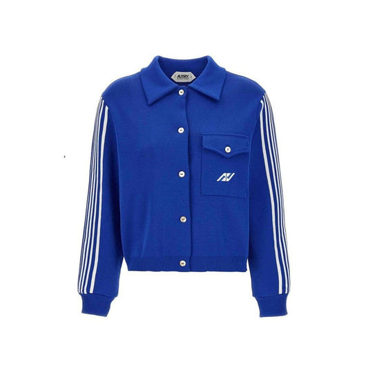 Autry Blue Nylon Cardigan 1728,75611013280,Autry,Blue,Cardigans - Sweaters - Clothing,Clothing,L,New with tags,Sweaters - Clothing,Women