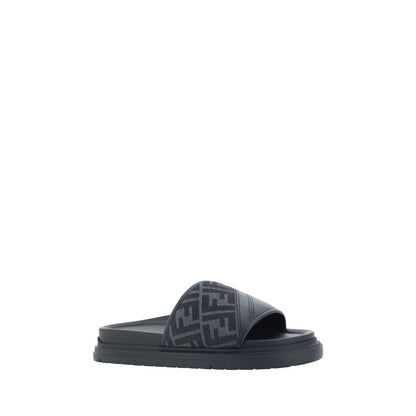Fendi Gray Fabric Sandals 1728,72470364320,EU 38 | US 5,EU39/US6,EU40/US7,EU41/US8,EU42/US9,EU45/US12,Fendi,Flat - Sandals - Shoes,Gray,Men,New with tags,Sandals - Shoes,Shoes