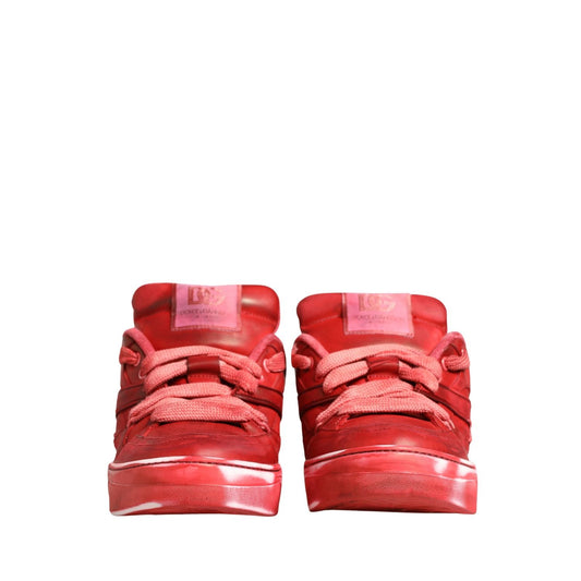 Dolce & Gabbana Red Distressed Suede Men Sneakers Shoes