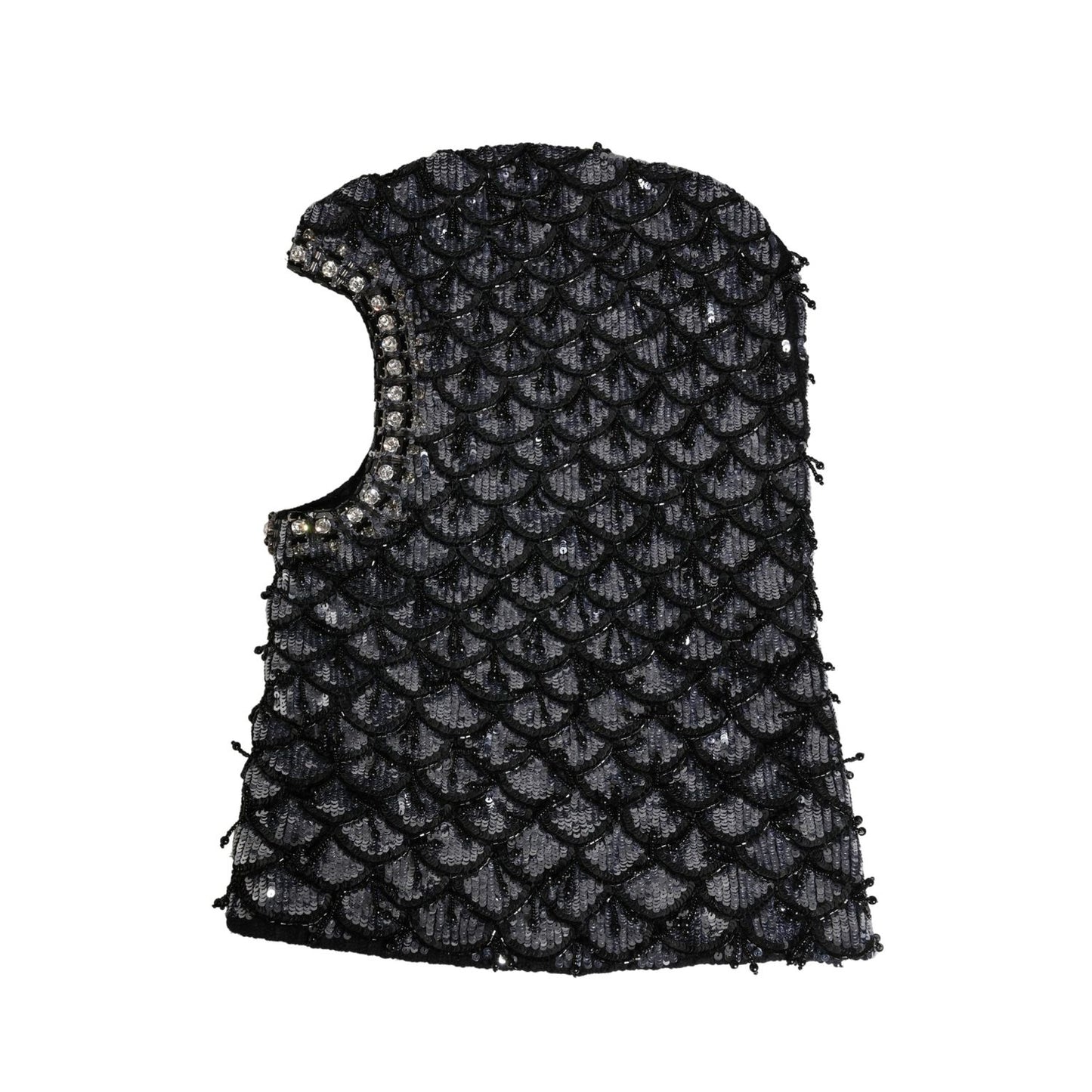 Dolce & Gabbana Black Wool Crystal Embellished Balaclava Hat