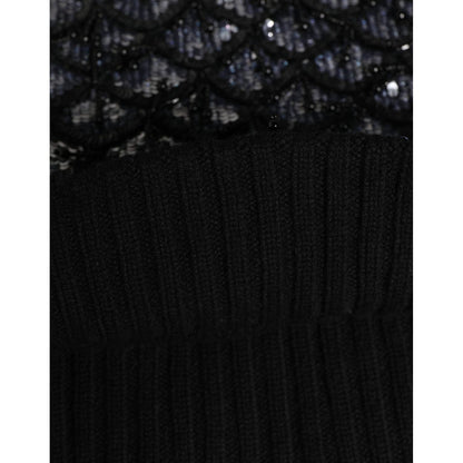 Dolce & Gabbana Black Wool Crystal Embellished Balaclava Hat