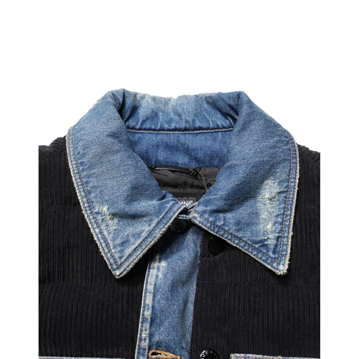 Dolce & Gabbana Black Blue Cotton Denim Blouson Men Jacket