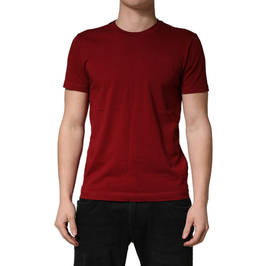Dolce & Gabbana Maroon Cotton Crew Neck Short Sleeves T-shirt