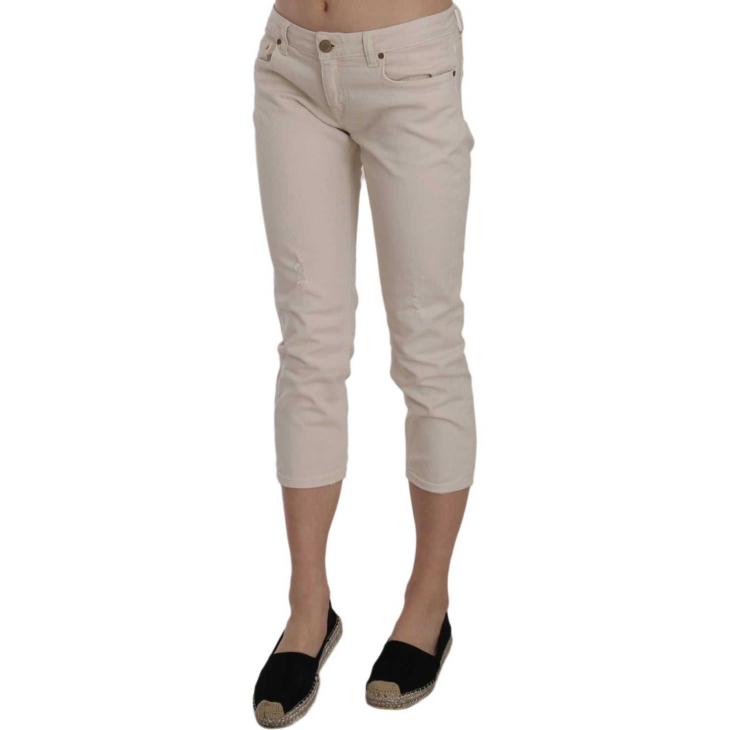 Dondup Beige Low Waist Skinny Cropped Capri Pants Jeans & Pants Dondup