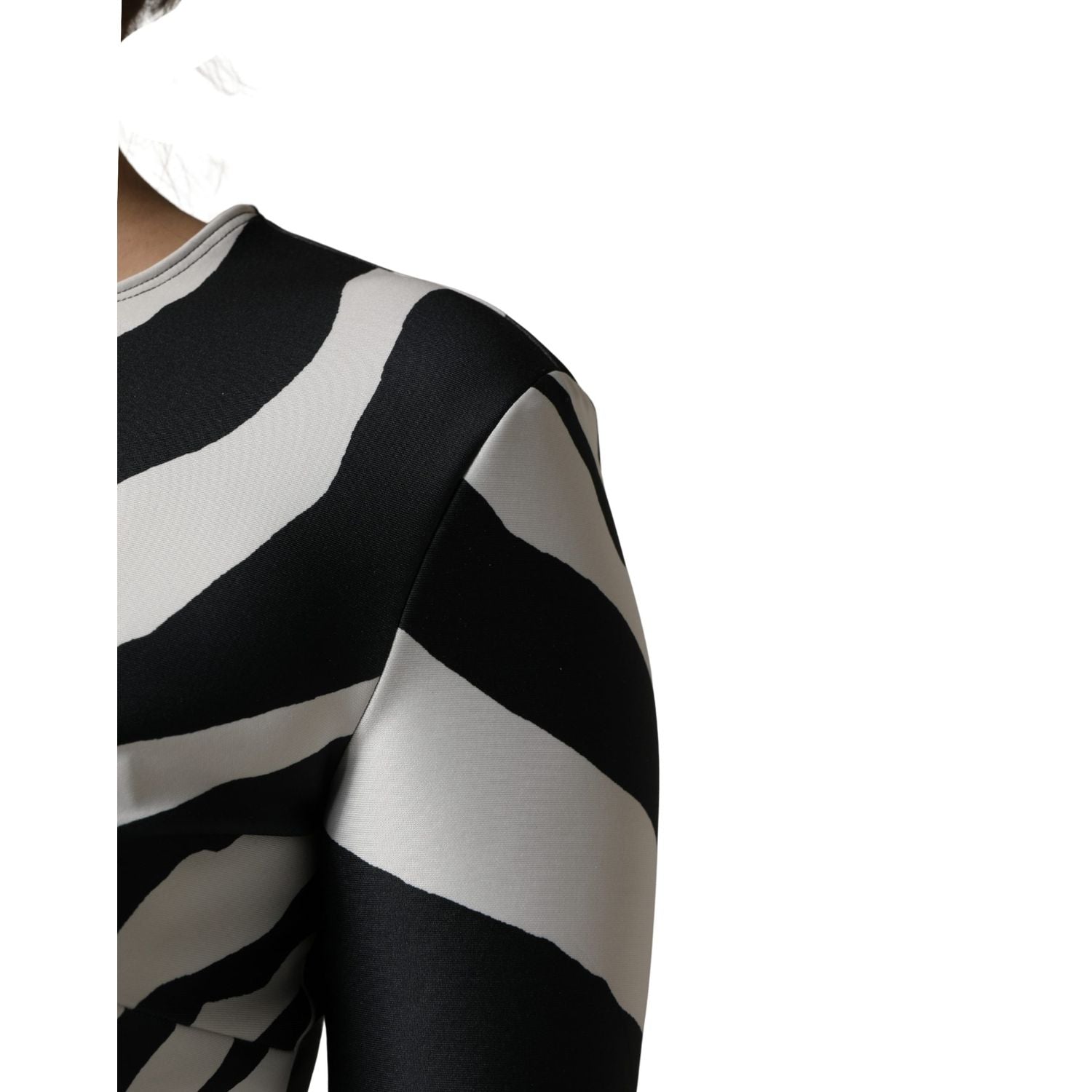 Dolce & Gabbana Black White Polyester Zebra Pattern Jumpsuit
