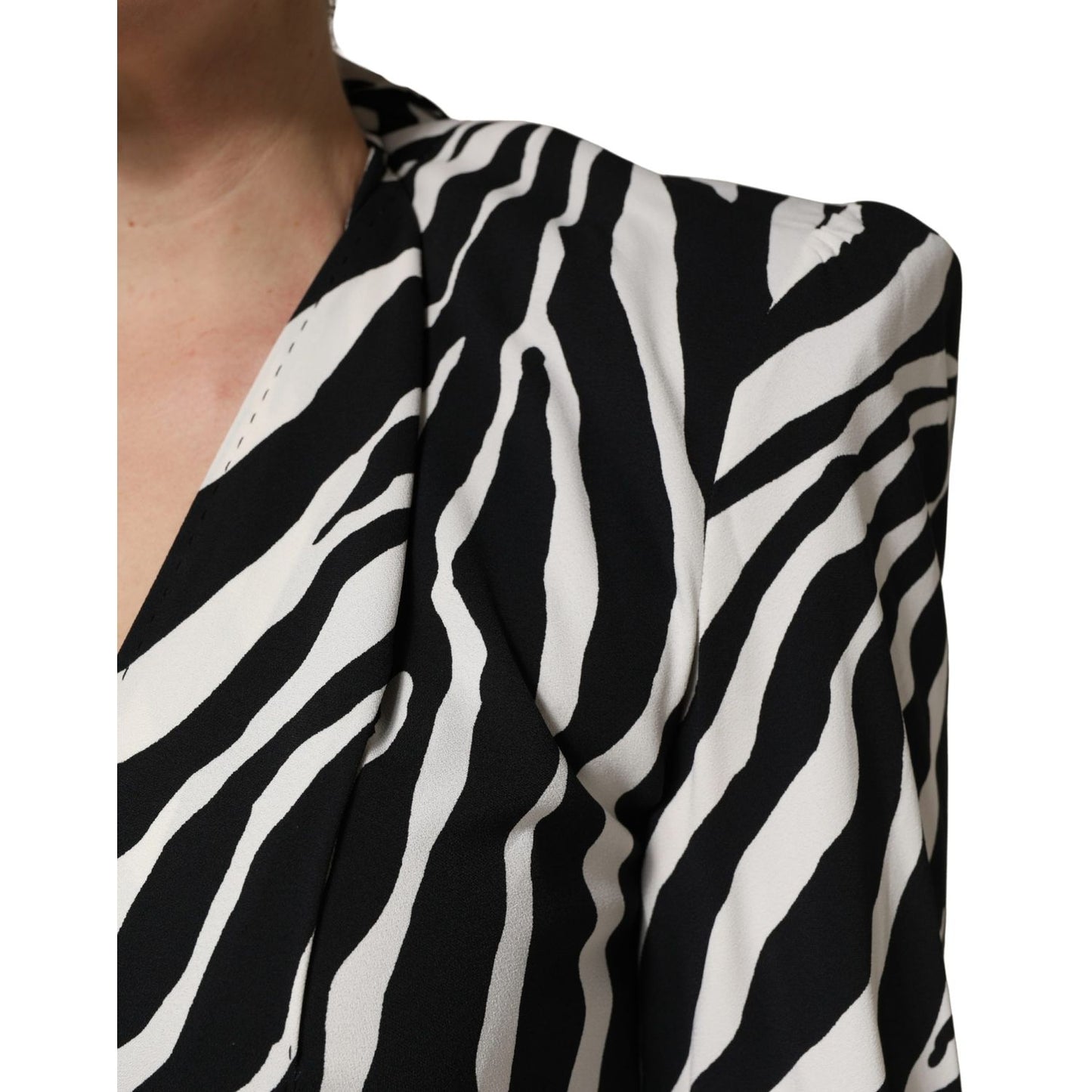 Dolce & Gabbana Black White Viscose Zebra Pattern Jumpsuit