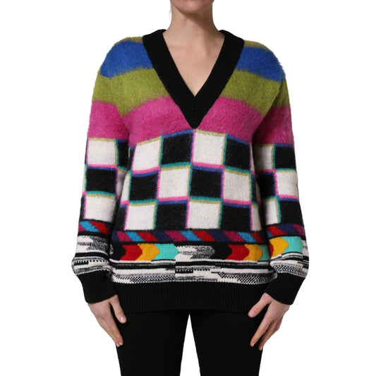 Dolce & Gabbana Multicolor Stripes V-neck Pullover Sweater