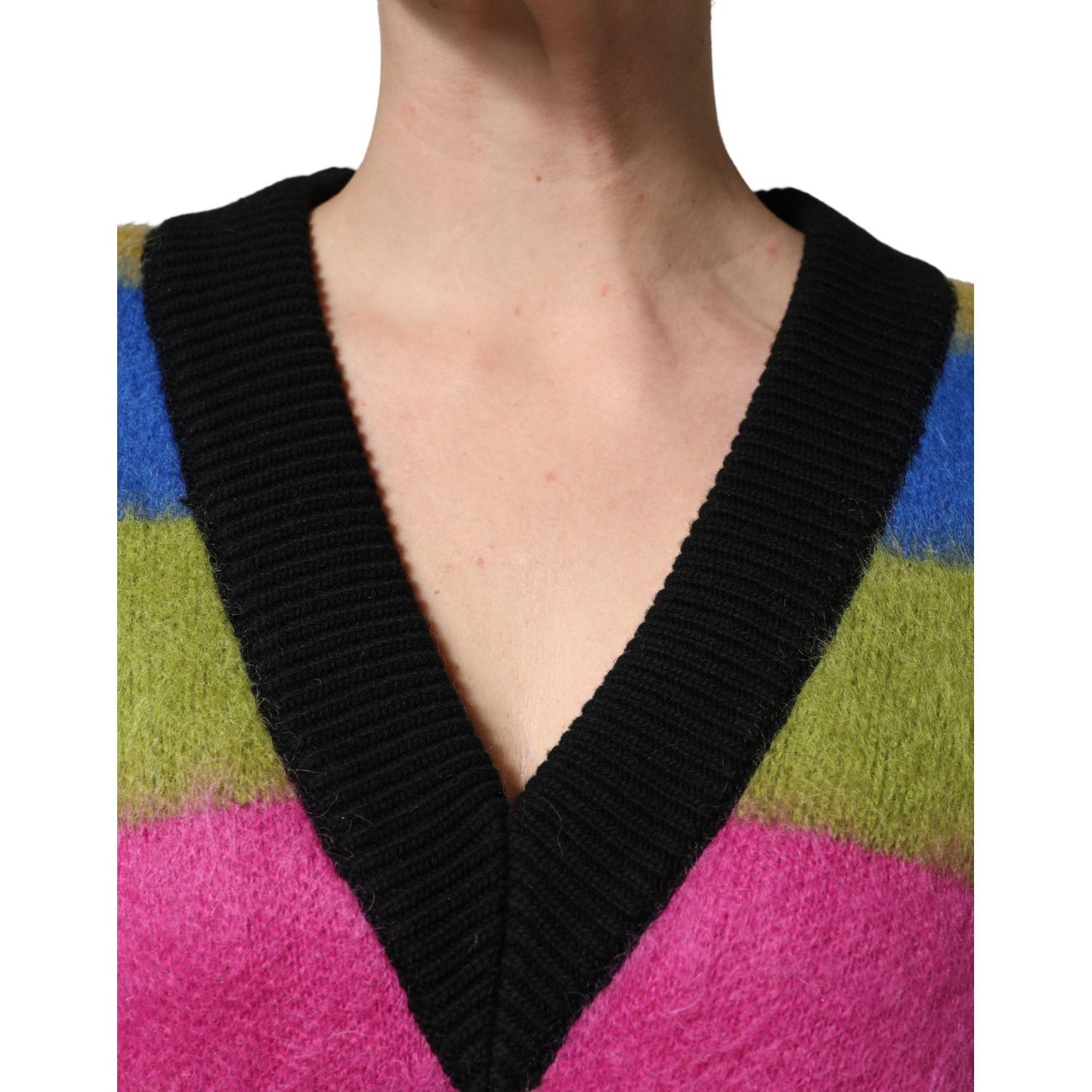 Dolce & Gabbana Multicolor Stripes V-neck Pullover Sweater
