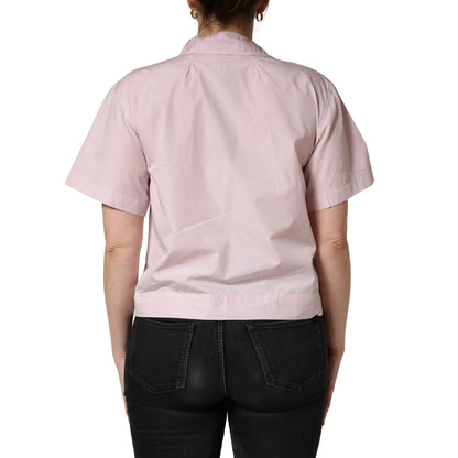 Dolce & Gabbana LightPink Cotton Collared Buttoned Blouse Top