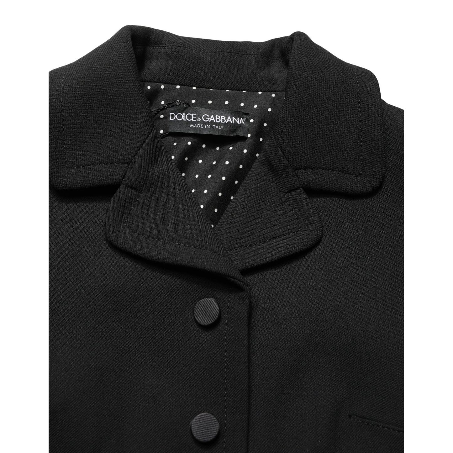 Dolce & Gabbana Black Collared Short Sleeves Cropped Blouse Top