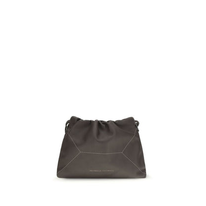 Brunello Cucinelli Brown Calf Leather Bos Taurus Shoulder Bag