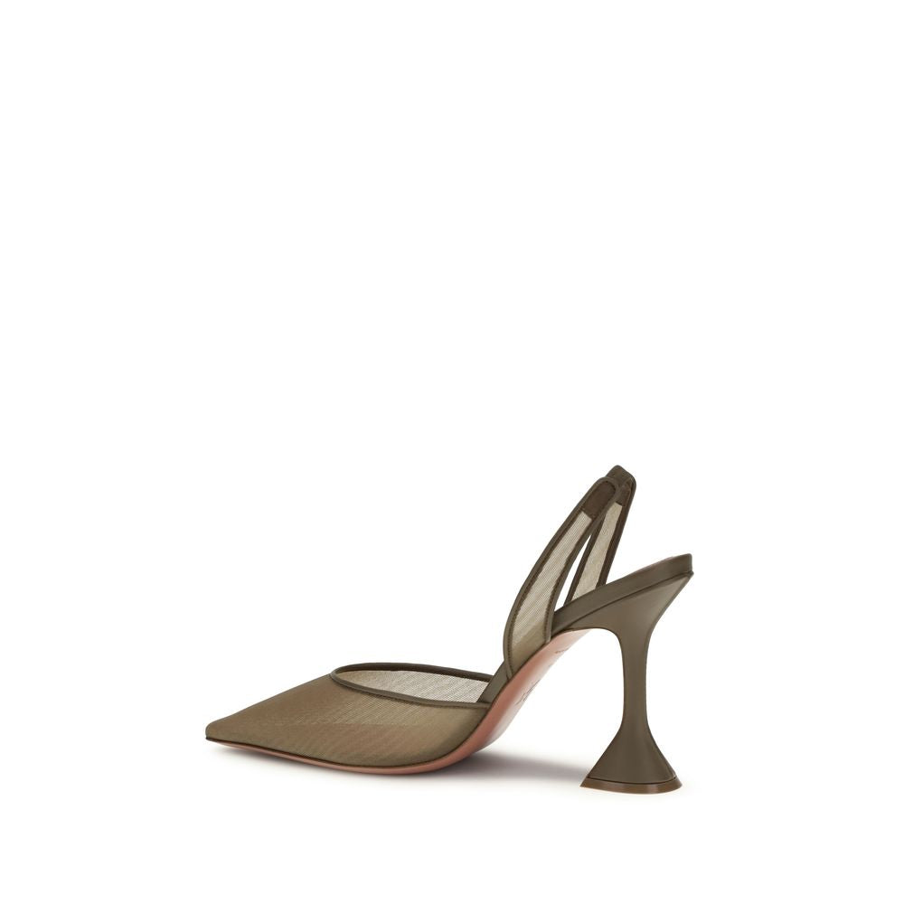 Amina Muaddi Brown Nylon High Heel Pumps