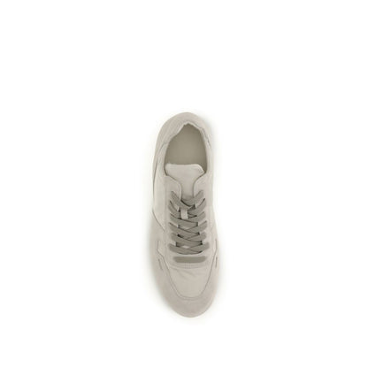Rick Owens Gray Calf Leather Bos Taurus Low Top Sneakers
