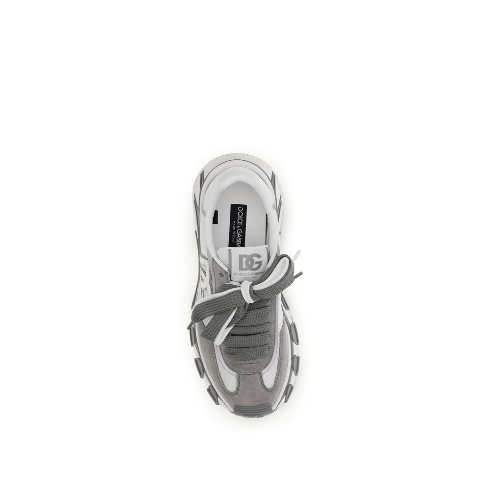 Dolce & Gabbana Gray Calf Leather Bos Taurus Athletic Sneakers