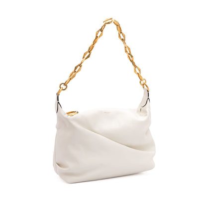 Jimmy Choo White Diamond Hobo Leather Shoulder Bag