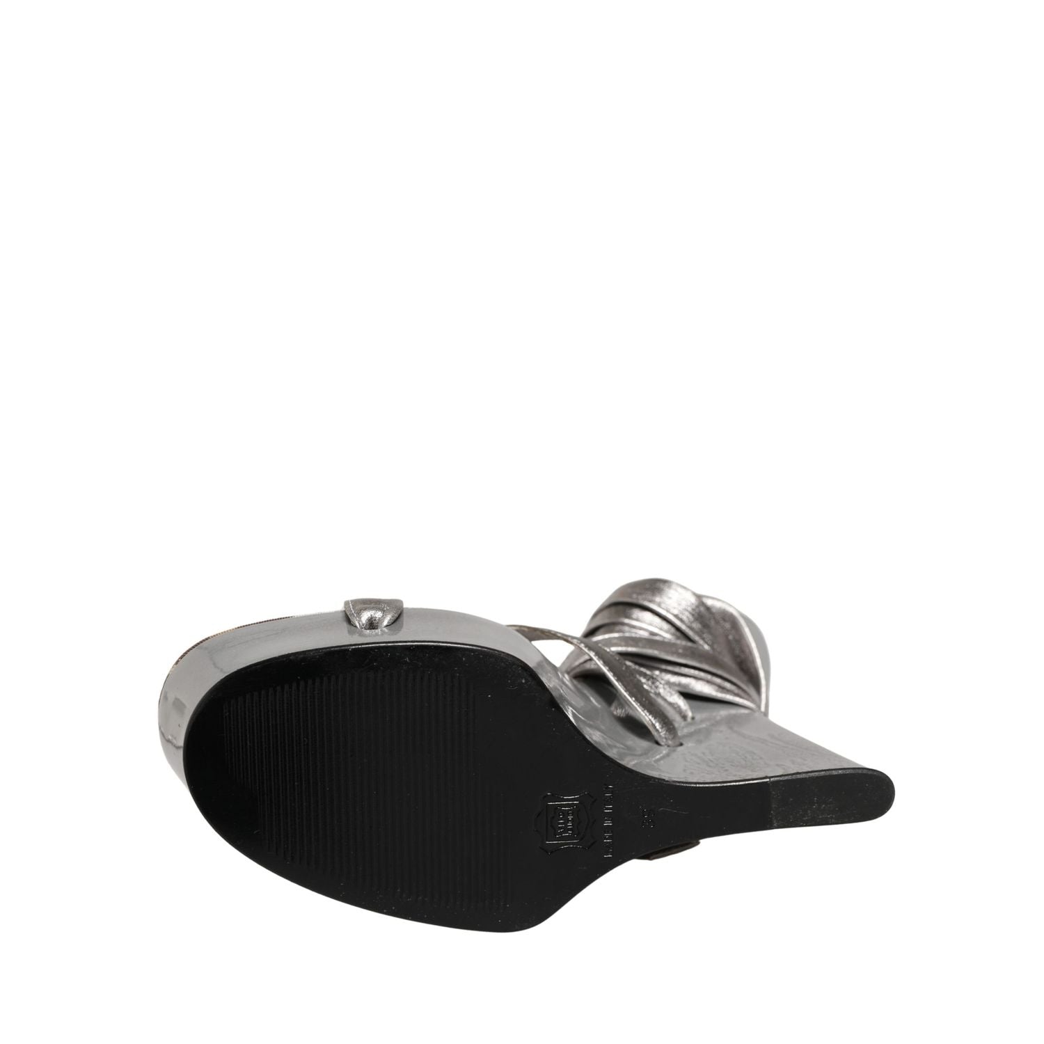 Dolce & Gabbana Silver Leather Platform Wedge Sandals Shoes