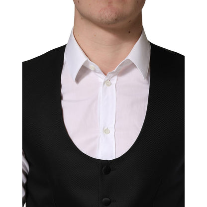 Dolce & Gabbana Black Wool Single Breasted Waistcoat Vest