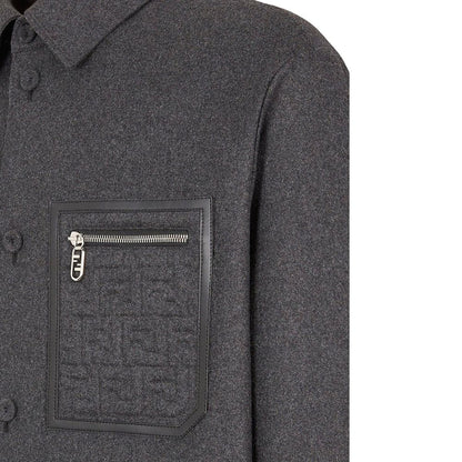 Fendi Gray Cashmere Full-Length Jacket