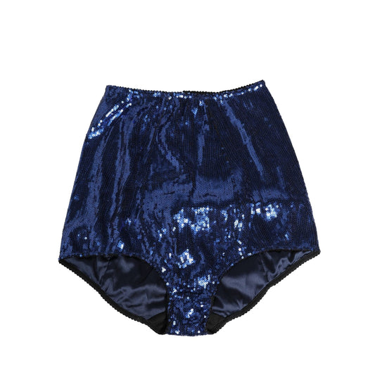 Dolce & Gabbana Blue Sequined High Waist Girdle Panty Underwear