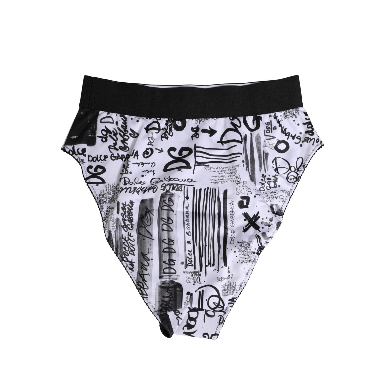 Dolce & Gabbana Black White Graphic Logo High Brief Underwear