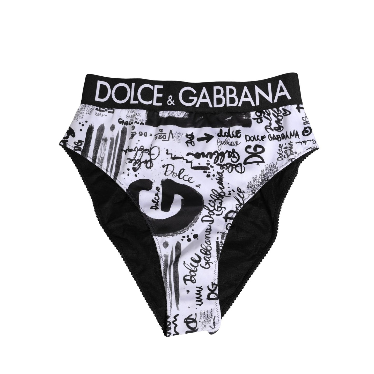 Dolce & Gabbana Black White Graphic Logo High Brief Underwear