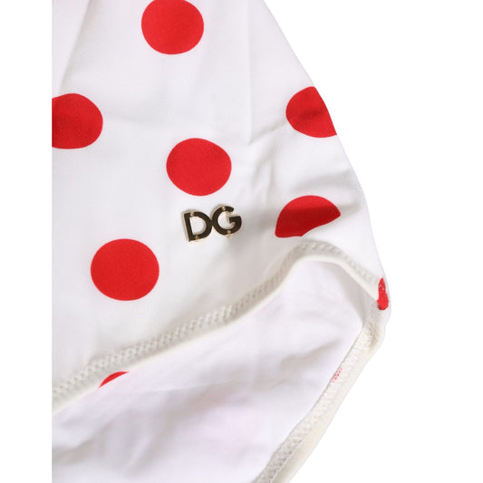 Dolce & Gabbana White Polka Dot One-Piece Swimsuit Swimwear