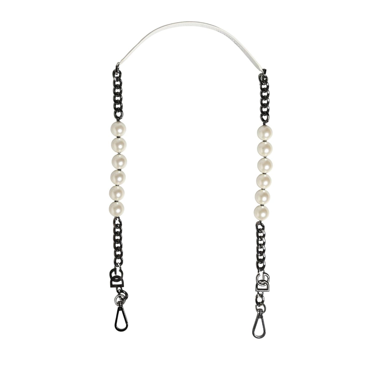 Dolce & Gabbana White Leather Silver Chain Bag Accessory Shoulder Strap