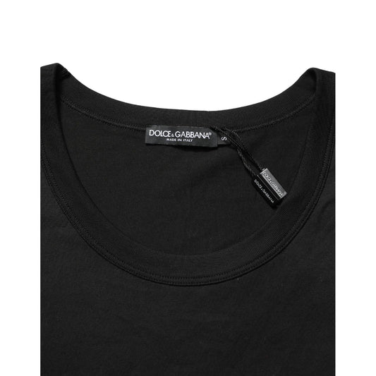 Dolce & Gabbana Black Cotton Sleeveless Men Tank Top T-shirt