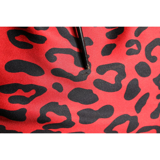 Dolce & Gabbana Red Leopard Print Silk Side Slit Maxi Dress