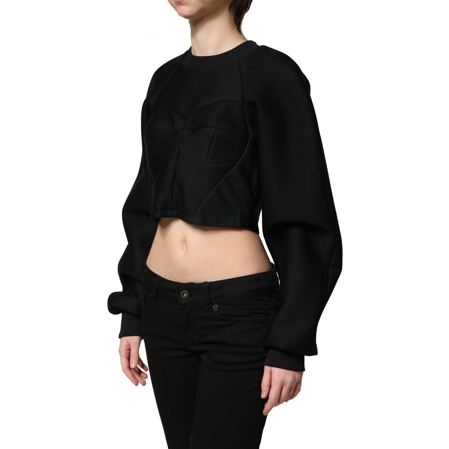 Philosophy Black Cropped ZipperBack Sweatshirt Sweater